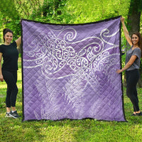 Aotearoa Maori Koru Curves Quilt Silver Ferns - Amethyst LT7 - Polynesian Pride