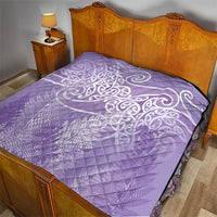 Aotearoa Maori Koru Curves Quilt Silver Ferns - Amethyst LT7 - Polynesian Pride
