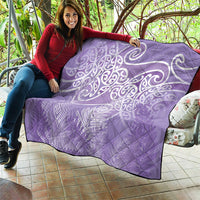 Aotearoa Maori Koru Curves Quilt Silver Ferns - Amethyst LT7 - Polynesian Pride