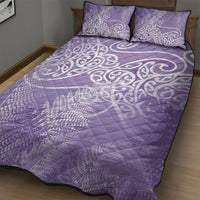 Aotearoa Maori Koru Curves Quilt Bed Set Silver Ferns - Amethyst LT7 - Polynesian Pride