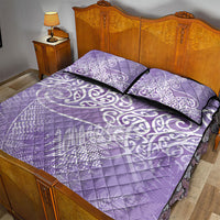 Aotearoa Maori Koru Curves Quilt Bed Set Silver Ferns - Amethyst LT7 - Polynesian Pride