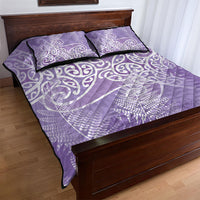 Aotearoa Maori Koru Curves Quilt Bed Set Silver Ferns - Amethyst LT7 - Polynesian Pride