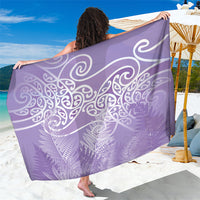 Aotearoa Maori Koru Curves Sarong Silver Ferns - Amethyst LT7 One Size 44 x 66 inches Purple - Polynesian Pride