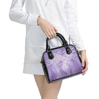 Aotearoa Maori Koru Curves Shoulder Handbag Silver Ferns - Amethyst LT7 - Polynesian Pride