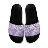 Aotearoa Maori Koru Curves Slide Sandals Silver Ferns - Amethyst LT7 Purple - Polynesian Pride