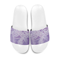 Aotearoa Maori Koru Curves Slide Sandals Silver Ferns - Amethyst LT7 Purple - Polynesian Pride