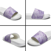 Aotearoa Maori Koru Curves Slide Sandals Silver Ferns - Amethyst LT7 - Polynesian Pride