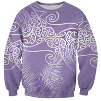 Aotearoa Maori Koru Curves Sweatshirt Silver Ferns - Amethyst LT7 Unisex Purple - Polynesian Pride