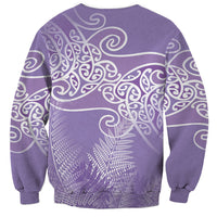 Aotearoa Maori Koru Curves Sweatshirt Silver Ferns - Amethyst LT7 - Polynesian Pride