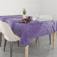 Aotearoa Maori Koru Curves Tablecloth Silver Ferns - Amethyst LT7 - Polynesian Pride