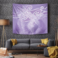Aotearoa Maori Koru Curves Tapestry Silver Ferns - Amethyst LT7 Purple - Polynesian Pride