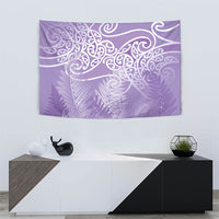 Aotearoa Maori Koru Curves Tapestry Silver Ferns - Amethyst LT7 - Polynesian Pride
