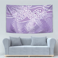 Aotearoa Maori Koru Curves Tapestry Silver Ferns - Amethyst LT7 - Polynesian Pride
