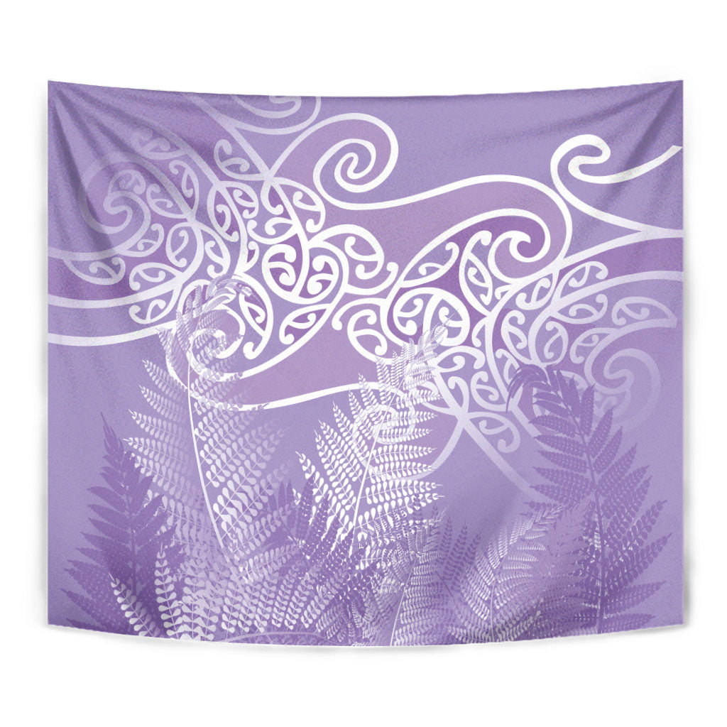 Aotearoa Maori Koru Curves Tapestry Silver Ferns - Amethyst LT7 - Polynesian Pride