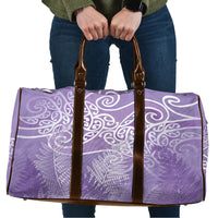 Aotearoa Maori Koru Curves Travel Bag Silver Ferns - Amethyst LT7 Purple - Polynesian Pride