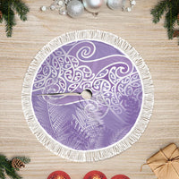 Aotearoa Maori Koru Curves Tree Skirt Silver Ferns - Amethyst