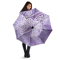 Aotearoa Maori Koru Curves Umbrella Silver Ferns - Amethyst LT7 - Polynesian Pride