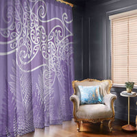 Aotearoa Maori Koru Curves Window Curtain Silver Ferns - Amethyst LT7 - Polynesian Pride