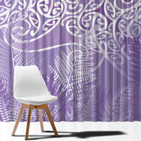 Aotearoa Maori Koru Curves Window Curtain Silver Ferns - Amethyst LT7 - Polynesian Pride