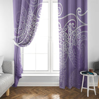 Aotearoa Maori Koru Curves Window Curtain Silver Ferns - Amethyst LT7 - Polynesian Pride