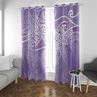 Aotearoa Maori Koru Curves Window Curtain Silver Ferns - Amethyst LT7 With Grommets Purple - Polynesian Pride