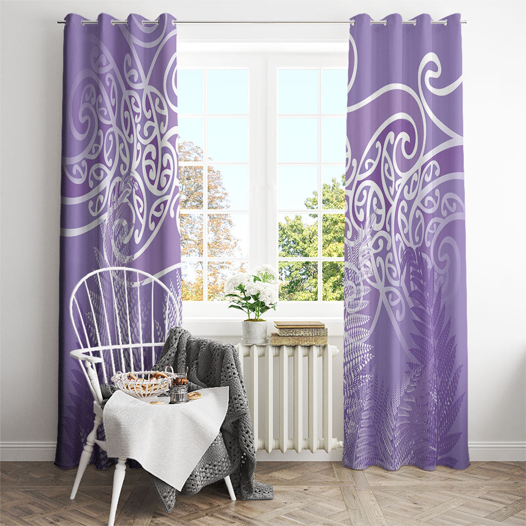 Aotearoa Maori Koru Curves Window Curtain Silver Ferns - Amethyst LT7 - Polynesian Pride