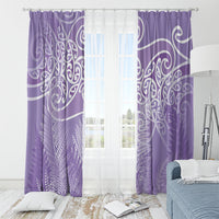 Aotearoa Maori Koru Curves Window Curtain Silver Ferns - Amethyst LT7 - Polynesian Pride