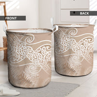 Aotearoa Maori Koru Curves Laundry Basket Silver Ferns - Mocha LT7 - Polynesian Pride