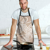 Aotearoa Maori Koru Curves Apron Silver Ferns - Mocha LT7 - Polynesian Pride