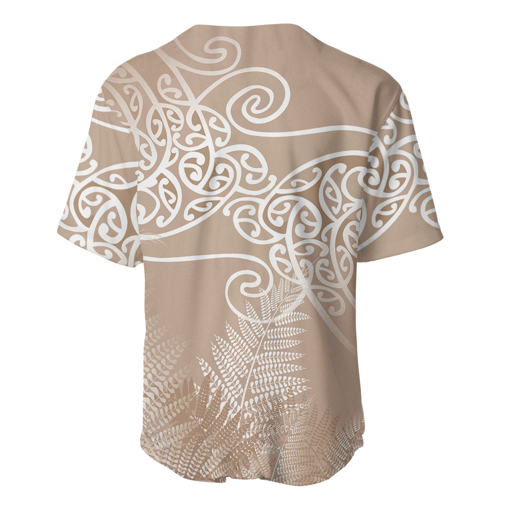Aotearoa Maori Koru Curves Baseball Jersey Silver Ferns - Mocha LT7 - Polynesian Pride