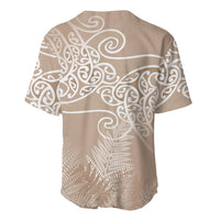 Aotearoa Maori Koru Curves Baseball Jersey Silver Ferns - Mocha LT7 - Polynesian Pride