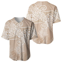 Aotearoa Maori Koru Curves Baseball Jersey Silver Ferns - Mocha LT7 - Polynesian Pride