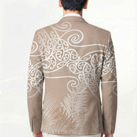 Aotearoa Maori Koru Curves Blazer Silver Ferns - Mocha LT7 - Polynesian Pride