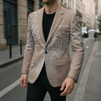 Aotearoa Maori Koru Curves Blazer Silver Ferns - Mocha LT7 - Polynesian Pride