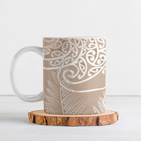 Aotearoa Maori Koru Curves Ceramic Mug Silver Ferns - Mocha LT7 Beige - Polynesian Pride