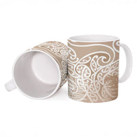 Aotearoa Maori Koru Curves Ceramic Mug Silver Ferns - Mocha LT7 - Polynesian Pride