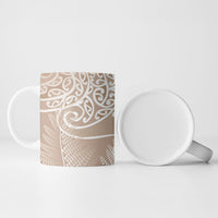 Aotearoa Maori Koru Curves Ceramic Mug Silver Ferns - Mocha LT7 - Polynesian Pride
