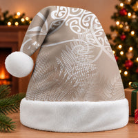 Aotearoa Maori Koru Curves Christmas Santa Hat Silver Ferns - Mocha