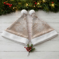 Aotearoa Maori Koru Curves Christmas Santa Hat Silver Ferns - Mocha