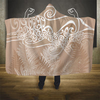 Aotearoa Maori Koru Curves Hooded Blanket Silver Ferns - Mocha LT7 - Polynesian Pride