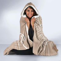 Aotearoa Maori Koru Curves Hooded Blanket Silver Ferns - Mocha LT7 - Polynesian Pride