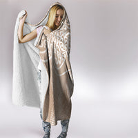 Aotearoa Maori Koru Curves Hooded Blanket Silver Ferns - Mocha LT7 - Polynesian Pride