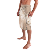 Aotearoa Maori Koru Curves Lavalava Silver Ferns - Mocha LT7 - Polynesian Pride