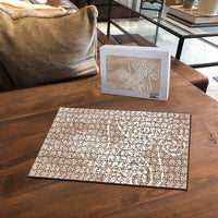 Aotearoa Maori Koru Curves Puzzle Silver Ferns - Mocha LT7 - Polynesian Pride
