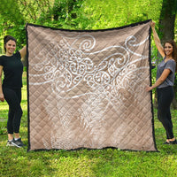 Aotearoa Maori Koru Curves Quilt Silver Ferns - Mocha LT7 - Polynesian Pride