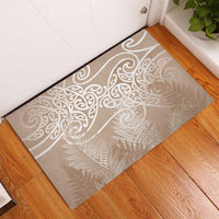 Aotearoa Maori Koru Curves Rubber Doormat Silver Ferns - Mocha LT7 - Polynesian Pride