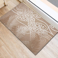 Aotearoa Maori Koru Curves Rubber Doormat Silver Ferns - Mocha LT7 - Polynesian Pride