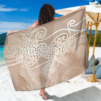 Aotearoa Maori Koru Curves Sarong Silver Ferns - Mocha LT7 One Size 44 x 66 inches Beige - Polynesian Pride
