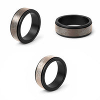 Aotearoa Maori Koru Curves Spinner Ring Silver Ferns - Mocha LT7 - Polynesian Pride