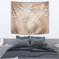 Aotearoa Maori Koru Curves Tapestry Silver Ferns - Mocha LT7 - Polynesian Pride